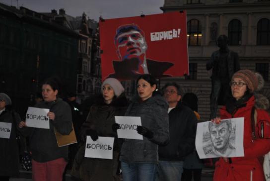 акция памяти Немцова в Праге